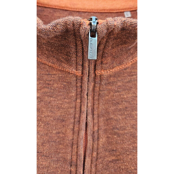 Bugatchi Sweater Mens Large Burnt Orange Pullover Cotton Sweatshirt Elbow Patch - Picture 6 of 9